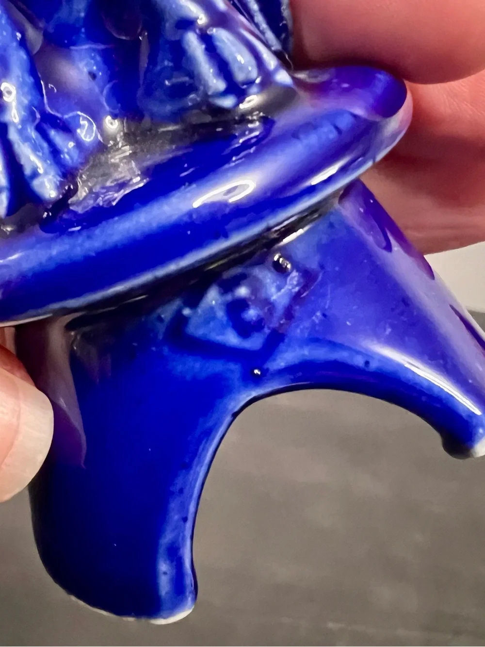 VTG Boyd Glass Cobalt Blue Eagle Pie Bird Vent 4.75” Diamond B USA Unique